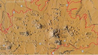 Digital elevation map of the San Francisco Volcanic Field in Northern Arizona. (source: AZGS)